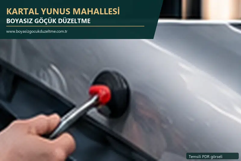 Kartal Yunus Mahallesi hizmet rehberi için modern otomobil ve boyasız göçük incelemesini anlatan temsili görsel
