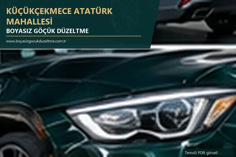 Küçükçekmece Atatürk Mahallesi hizmet rehberi için modern otomobil ve boyasız göçük incelemesini anlatan temsili görsel