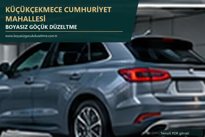 Küçükçekmece Cumhuriyet Mahallesi sabit nokta ve mobil PDR randevusunu anlatan temsili otomobil hizmeti görseli
