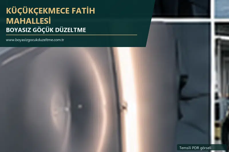Küçükçekmece Fatih Mahallesi hizmet rehberi için modern otomobil ve boyasız göçük incelemesini anlatan temsili görsel