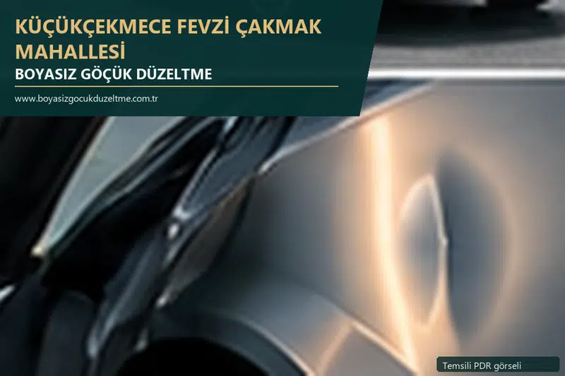 Küçükçekmece Fevzi Çakmak Mahallesi hizmet rehberi için modern otomobil ve boyasız göçük incelemesini anlatan temsili görsel