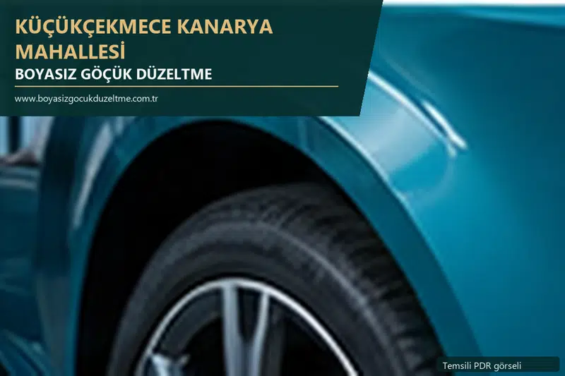 Küçükçekmece Kanarya Mahallesi hizmet rehberi için modern otomobil ve boyasız göçük incelemesini anlatan temsili görsel