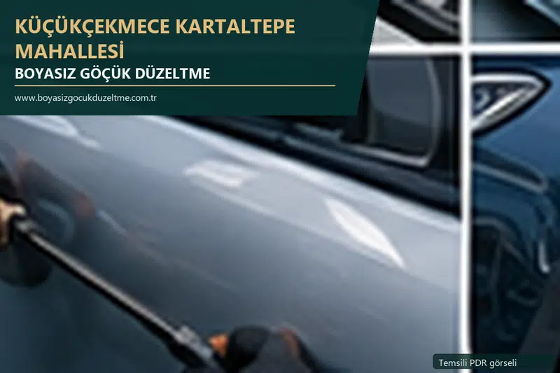 Küçükçekmece Kartaltepe Mahallesi hizmet rehberi için modern otomobil ve boyasız göçük incelemesini anlatan temsili görsel