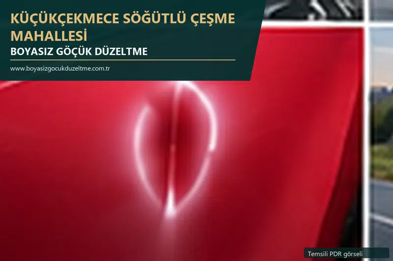 Küçükçekmece Söğütlü Çeşme Mahallesi sabit nokta ve mobil PDR randevusunu anlatan temsili otomobil hizmeti görseli