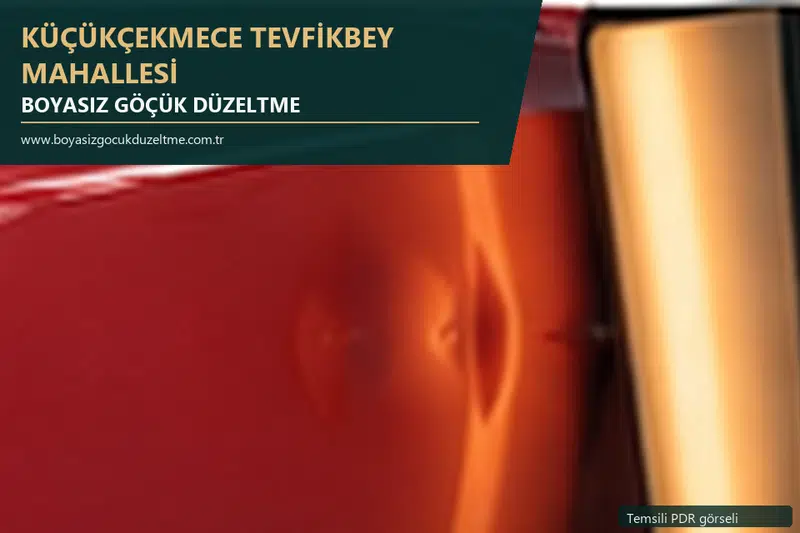 Küçükçekmece Tevfikbey Mahallesi hizmet rehberi için modern otomobil ve boyasız göçük incelemesini anlatan temsili görsel