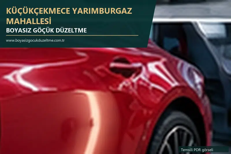 Küçükçekmece Yarımburgaz Mahallesi hizmet rehberi için modern otomobil ve boyasız göçük incelemesini anlatan temsili görsel