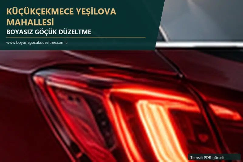 Küçükçekmece Yeşilova Mahallesi hizmet rehberi için modern otomobil ve boyasız göçük incelemesini anlatan temsili görsel