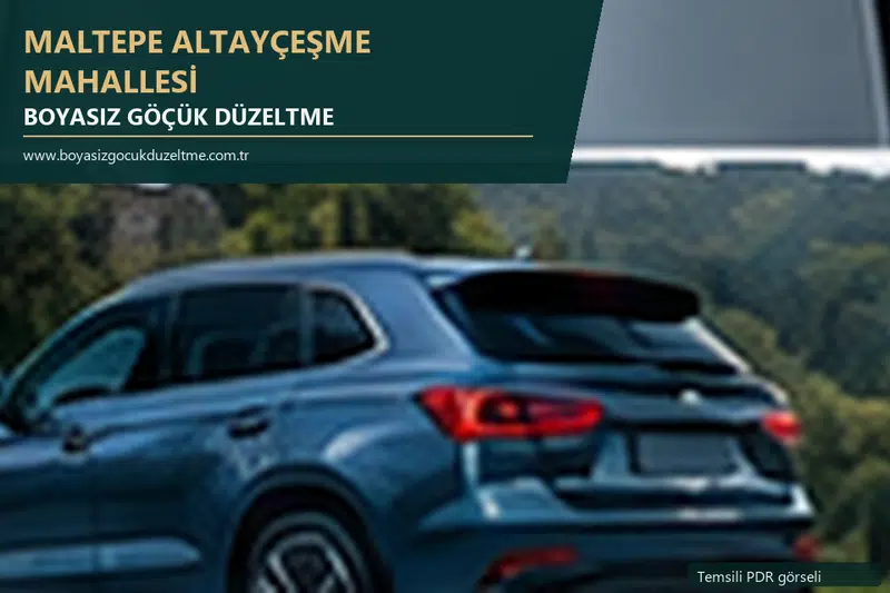 Maltepe Altayçeşme Mahallesi hizmet rehberi için modern otomobil ve boyasız göçük incelemesini anlatan temsili görsel