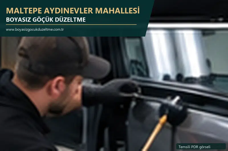 Maltepe Aydınevler Mahallesi hizmet rehberi için modern otomobil ve boyasız göçük incelemesini anlatan temsili görsel