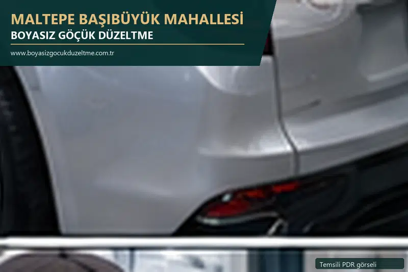 Maltepe Başıbüyük Mahallesi hizmet rehberi için modern otomobil ve boyasız göçük incelemesini anlatan temsili görsel