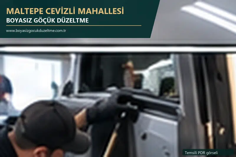 Maltepe Cevizli Mahallesi hizmet rehberi için modern otomobil ve boyasız göçük incelemesini anlatan temsili görsel