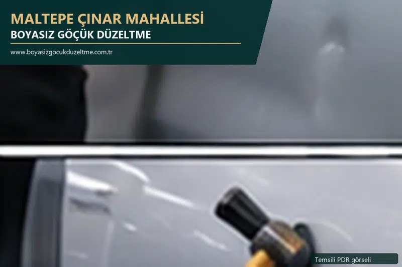Maltepe Çınar Mahallesi hizmet rehberi için modern otomobil ve boyasız göçük incelemesini anlatan temsili görsel