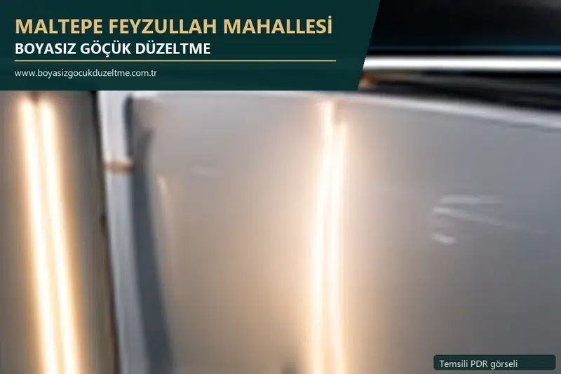Maltepe Feyzullah Mahallesi hizmet rehberi için modern otomobil ve boyasız göçük incelemesini anlatan temsili görsel