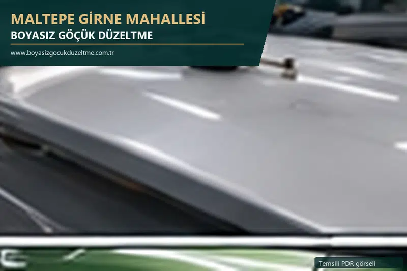 Maltepe Girne Mahallesi hizmet rehberi için modern otomobil ve boyasız göçük incelemesini anlatan temsili görsel
