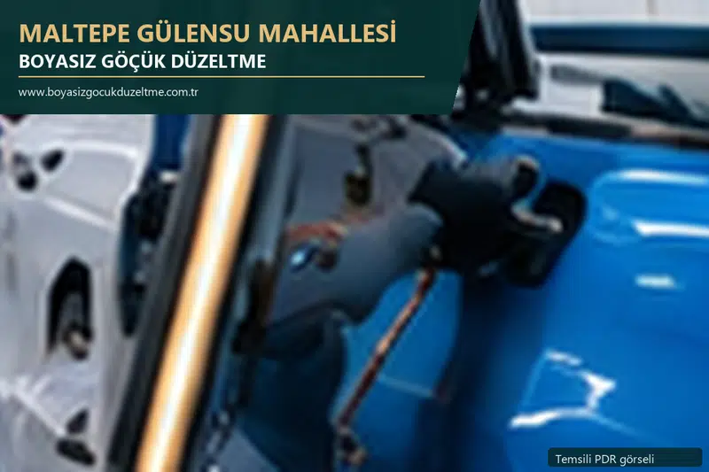 Maltepe Gülensu Mahallesi hizmet rehberi için modern otomobil ve boyasız göçük incelemesini anlatan temsili görsel