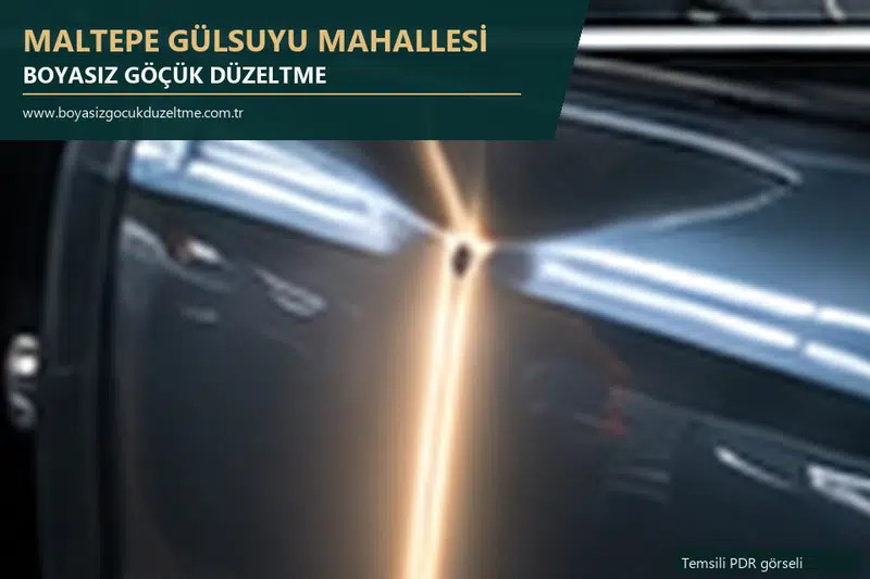 Maltepe Gülsuyu Mahallesi hizmet rehberi için modern otomobil ve boyasız göçük incelemesini anlatan temsili görsel