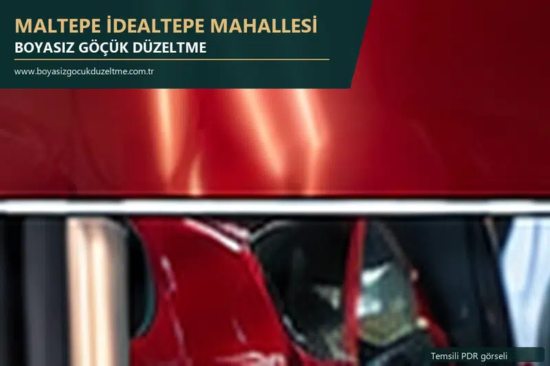 Maltepe İdealtepe Mahallesi hizmet rehberi için modern otomobil ve boyasız göçük incelemesini anlatan temsili görsel
