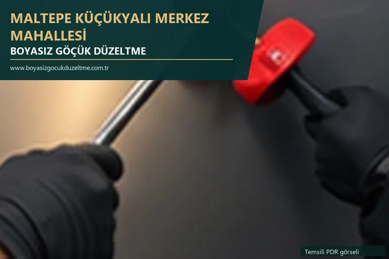 Maltepe Küçükyalı Merkez Mahallesi hizmet rehberi için modern otomobil ve boyasız göçük incelemesini anlatan temsili görsel