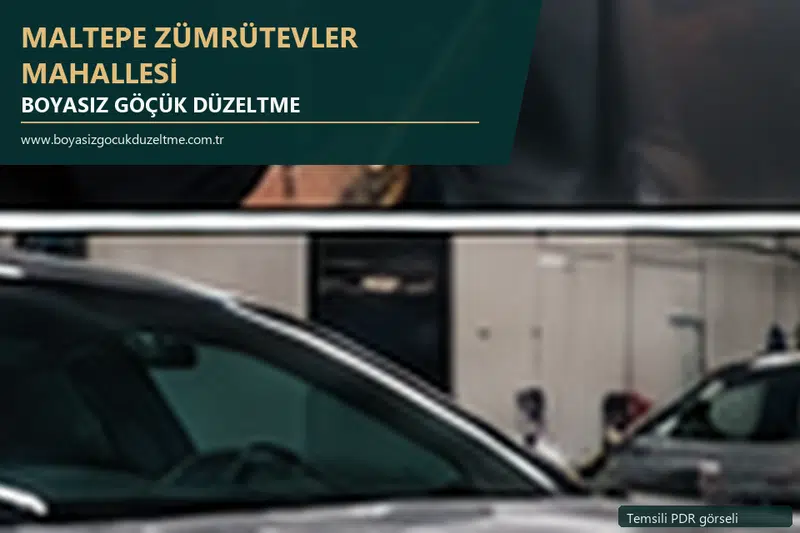 Maltepe Zümrütevler Mahallesi hizmet rehberi için modern otomobil ve boyasız göçük incelemesini anlatan temsili görsel