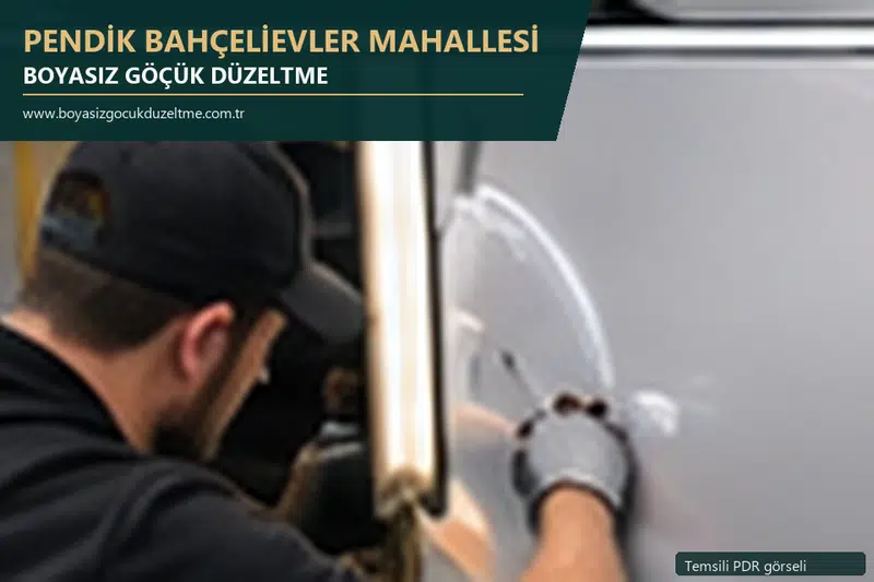 Pendik Bahçelievler Mahallesi hizmet rehberi için modern otomobil ve boyasız göçük incelemesini anlatan temsili görsel