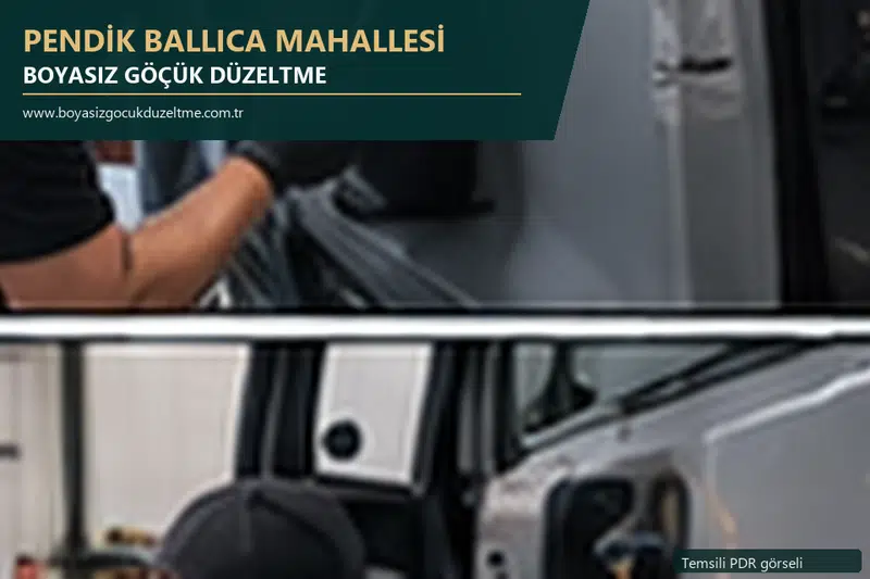 Pendik Ballıca Mahallesi hizmet rehberi için modern otomobil ve boyasız göçük incelemesini anlatan temsili görsel