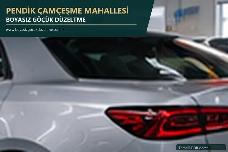 Pendik Çamçeşme Mahallesi hizmet rehberi için modern otomobil ve boyasız göçük incelemesini anlatan temsili görsel