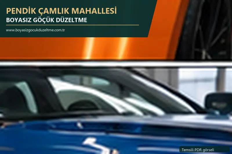 Pendik Çamlık Mahallesi sabit nokta ve mobil PDR randevusunu anlatan temsili otomobil hizmeti görseli