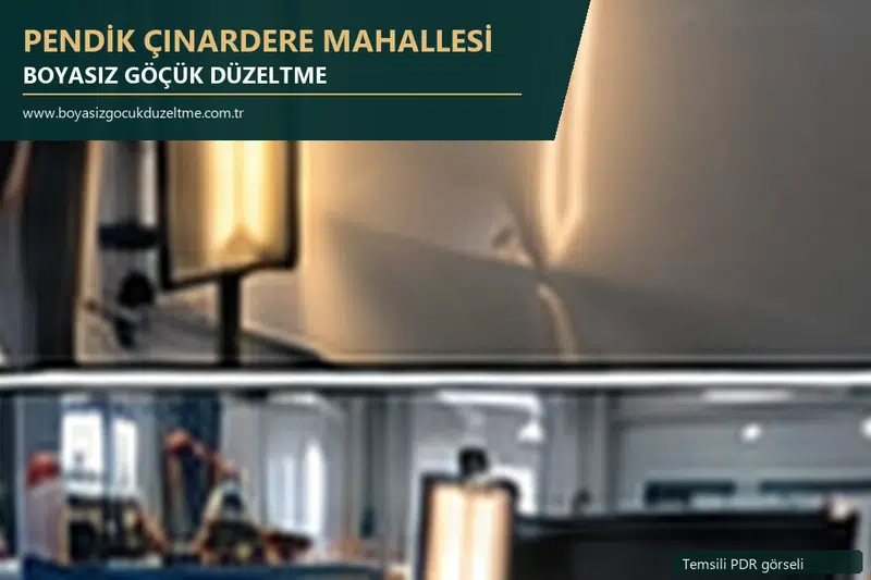 Pendik Çınardere Mahallesi hizmet rehberi için modern otomobil ve boyasız göçük incelemesini anlatan temsili görsel