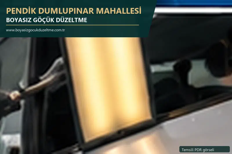Pendik Dumlupınar Mahallesi hizmet rehberi için modern otomobil ve boyasız göçük incelemesini anlatan temsili görsel