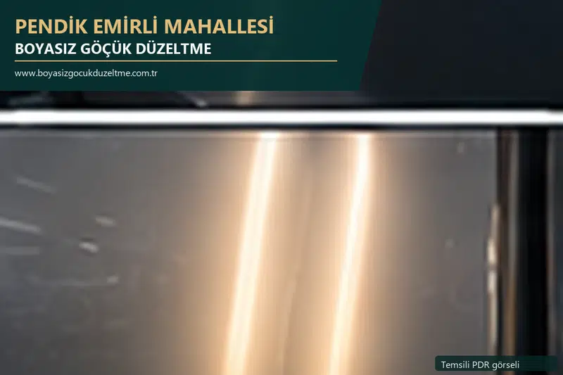 Pendik Emirli Mahallesi hizmet rehberi için modern otomobil ve boyasız göçük incelemesini anlatan temsili görsel