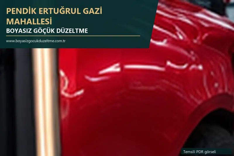 Pendik Ertuğrul Gazi Mahallesi hizmet rehberi için modern otomobil ve boyasız göçük incelemesini anlatan temsili görsel