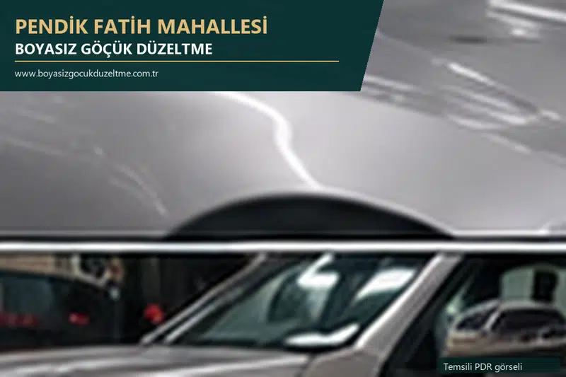 Pendik Fatih Mahallesi hizmet rehberi için modern otomobil ve boyasız göçük incelemesini anlatan temsili görsel