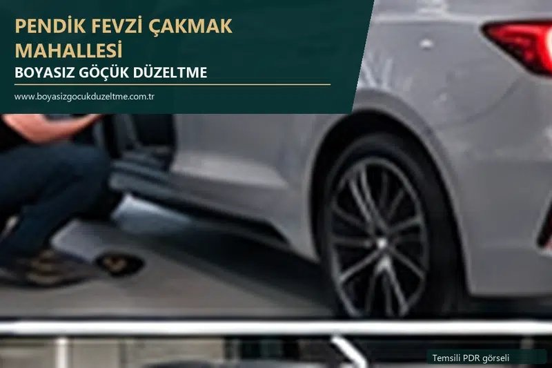 Pendik Fevzi Çakmak Mahallesi hizmet rehberi için modern otomobil ve boyasız göçük incelemesini anlatan temsili görsel