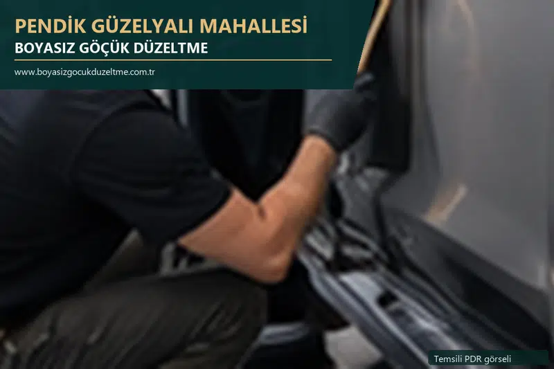 Pendik Güzelyalı Mahallesi hizmet rehberi için modern otomobil ve boyasız göçük incelemesini anlatan temsili görsel