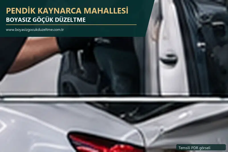 Pendik Kaynarca Mahallesi hizmet rehberi için modern otomobil ve boyasız göçük incelemesini anlatan temsili görsel