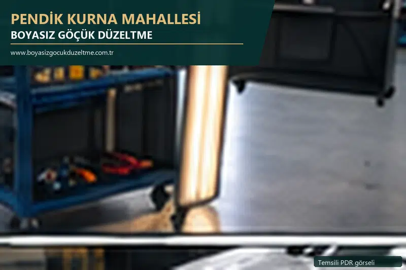 Pendik Kurna Mahallesi hizmet rehberi için modern otomobil ve boyasız göçük incelemesini anlatan temsili görsel