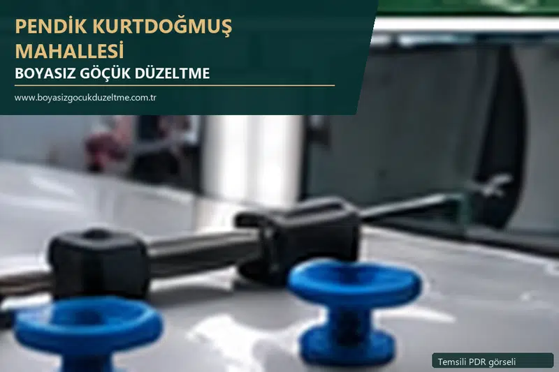 Pendik Kurtdoğmuş Mahallesi hizmet rehberi için modern otomobil ve boyasız göçük incelemesini anlatan temsili görsel