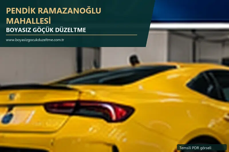 Pendik Ramazanoğlu Mahallesi hizmet rehberi için modern otomobil ve boyasız göçük incelemesini anlatan temsili görsel