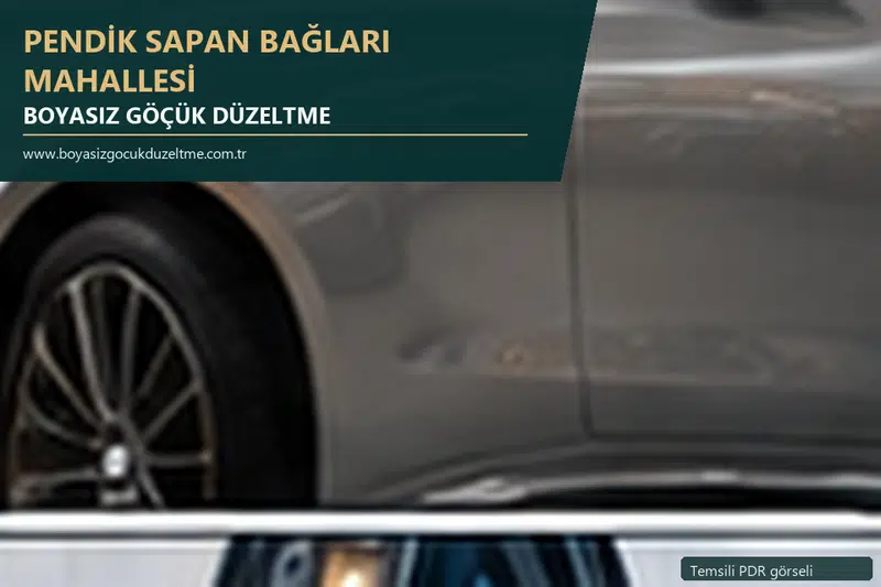 Pendik Sapan Bağları Mahallesi hizmet rehberi için modern otomobil ve boyasız göçük incelemesini anlatan temsili görsel