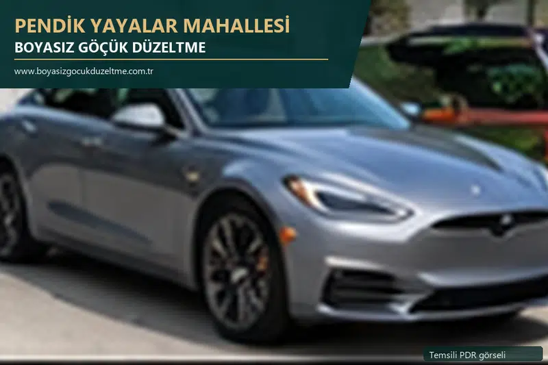 Pendik Yayalar Mahallesi hizmet rehberi için modern otomobil ve boyasız göçük incelemesini anlatan temsili görsel