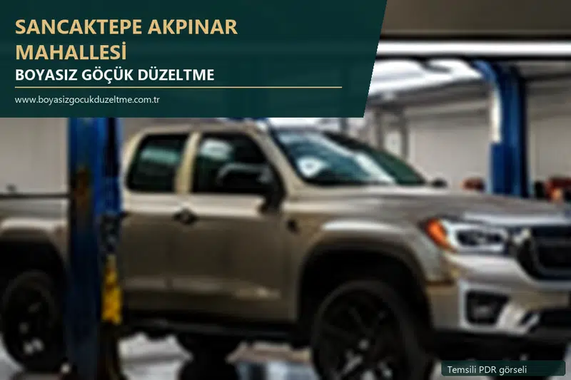 Sancaktepe Akpınar Mahallesi hizmet rehberi için modern otomobil ve boyasız göçük incelemesini anlatan temsili görsel