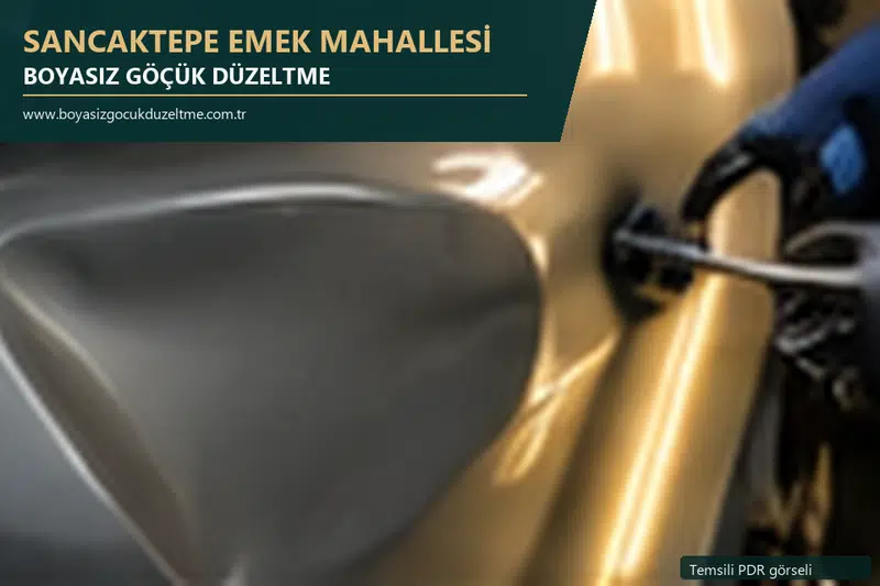 Sancaktepe Emek Mahallesi hizmet rehberi için modern otomobil ve boyasız göçük incelemesini anlatan temsili görsel