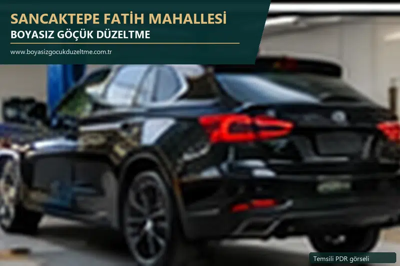 Sancaktepe Fatih Mahallesi hizmet rehberi için modern otomobil ve boyasız göçük incelemesini anlatan temsili görsel