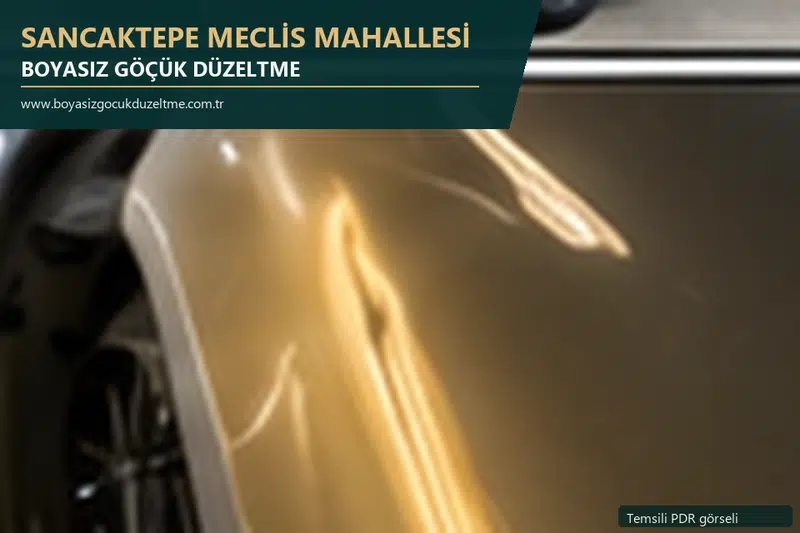 Sancaktepe Meclis Mahallesi hizmet rehberi için modern otomobil ve boyasız göçük incelemesini anlatan temsili görsel