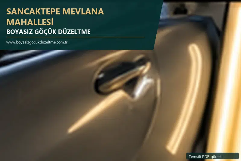 Sancaktepe Mevlana Mahallesi hizmet rehberi için modern otomobil ve boyasız göçük incelemesini anlatan temsili görsel