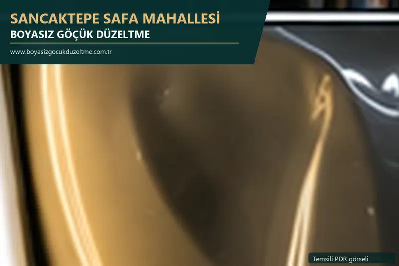 Sancaktepe Safa Mahallesi hizmet rehberi için modern otomobil ve boyasız göçük incelemesini anlatan temsili görsel