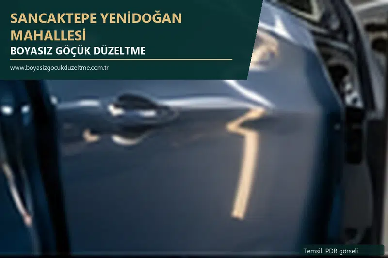 Sancaktepe Yenidoğan Mahallesi hizmet rehberi için modern otomobil ve boyasız göçük incelemesini anlatan temsili görsel