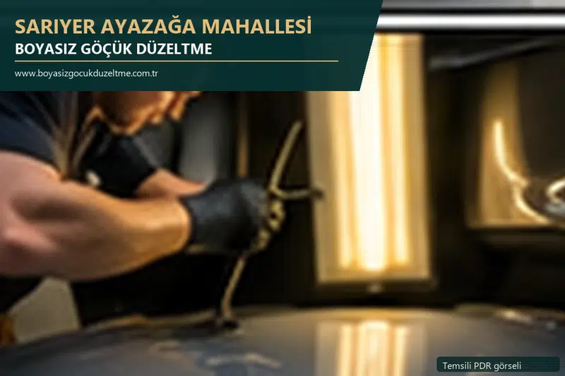 Sarıyer Ayazağa Mahallesi hizmet rehberi için modern otomobil ve boyasız göçük incelemesini anlatan temsili görsel