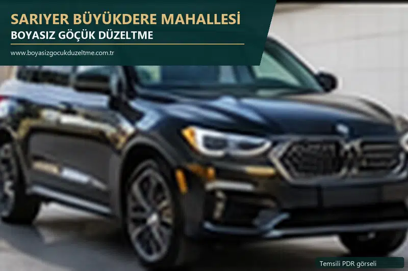 Sarıyer Büyükdere Mahallesi hizmet rehberi için modern otomobil ve boyasız göçük incelemesini anlatan temsili görsel