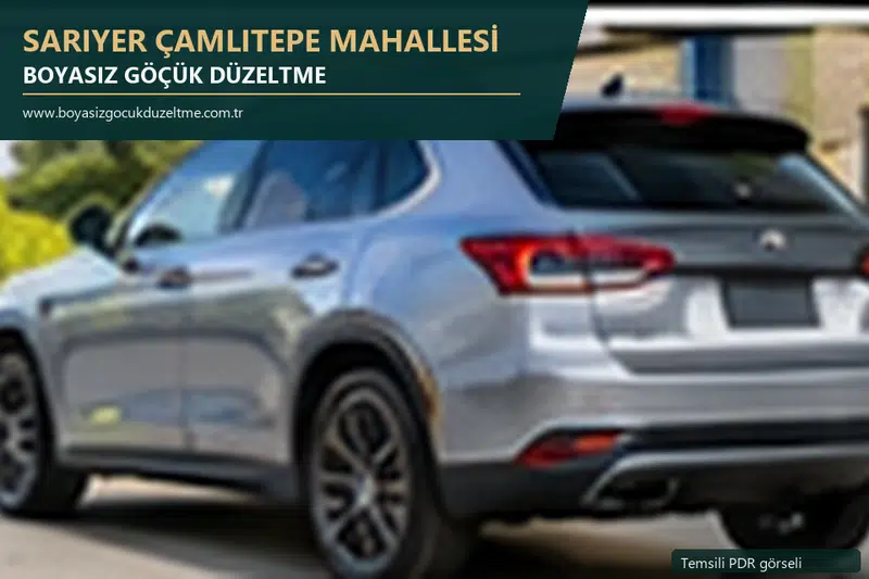 Sarıyer Çamlıtepe Mahallesi hizmet rehberi için modern otomobil ve boyasız göçük incelemesini anlatan temsili görsel